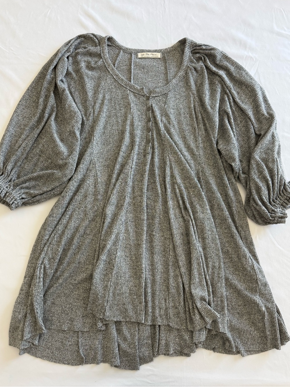We The Free Heather Gray Ribbed Button-Front Knit Dress - Picture 3 of 10